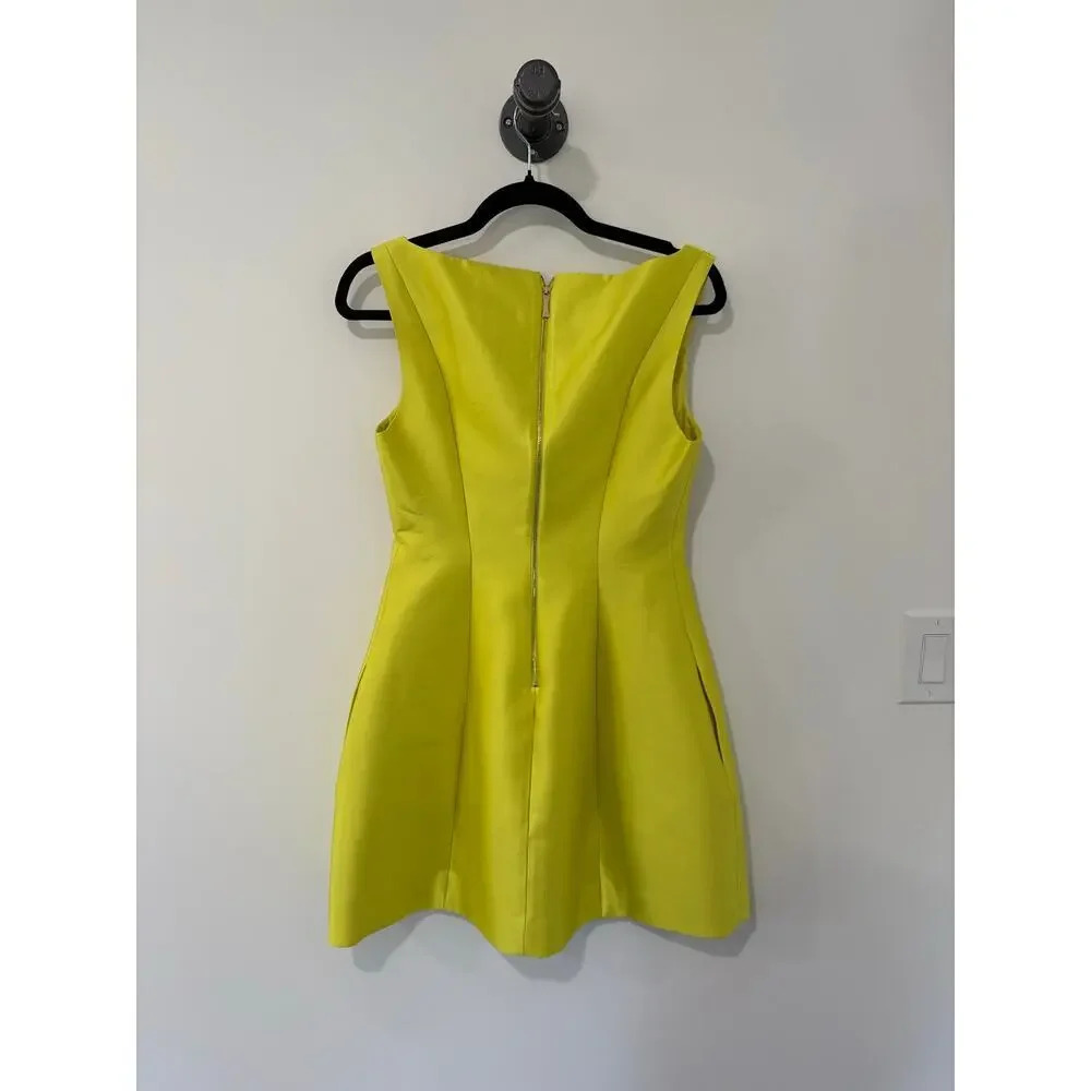 Kate Spade Yellow Satin V-Neck Mini Dress Size 6